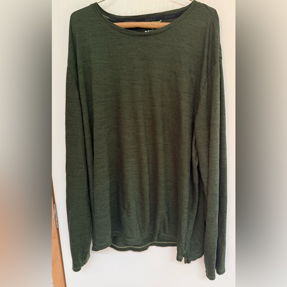 Bombas Bee Better Mens Green Merino Wool Base Layer Long Sleeve Top XL